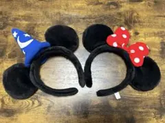 ディズニーランドDisneyミッキーミニー魔法帽リボンカチューシャ2個セット A