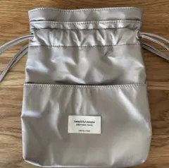 beautiful people 2WAYショルダー巾着バッグ　シルバー