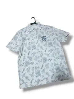 Zoy メンズ コットン100% 花柄 ホワイト ポロシャツ size2