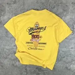 00s MOONEYES ムーンアイズ Tシャツ 古着 両面プリント 黄色 XLのサムネイル