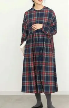 タータンチェック ロングワンピース