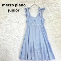 美品★mezzo piano ティアードワンピース　ブルー　ギンガムチェック　Mのサムネイル