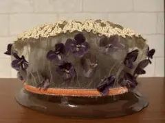 【未使用】バラ色の帽子　お花のカクテルベレー（ベージュ）