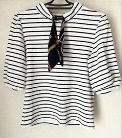 INGNI イング ストライプ五分袖Tシャツ スカーフ付き M