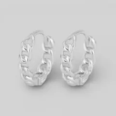 鎖　くさり　チェーン　シルバーフープピアス　S925刻印【両耳セット】