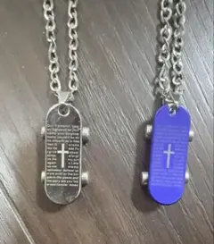 ペア スケートボード型ネックレス2点セット
