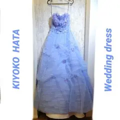 キヨコハタKIYOKO HATA高級ウエディングドレス9号Mサイズ青カラードレス