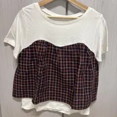 studio CLIP 異素材切替 Tシャツ チェック柄 Mサイズのサムネイル