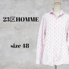 〇〇　23区HOMME　シャツ　48　ピンク　ストライプ
