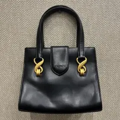 美品 ungaro ウンガロ ハンドバッグ レザー ブラック フォーマル