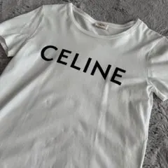 セリーヌ】コットンクロップドシャツ Tシャツ Mサイズ ホワイト ロゴ T