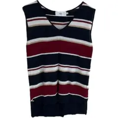 AZUL ストライプ ノースリーブ ニット M サマーニット アズール