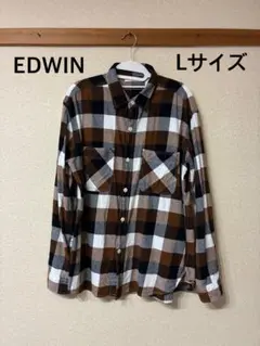 【美品】【値下げ交渉歓迎】EDWIN チェックシャツ　L ネルシャツ　ブラウン