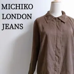 M*o様 ミチコロンドンジーンズ ジップアップブルゾン ブラウン スエード調 洗