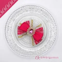 131 ペンライトリボン キンブレリボン⋈ローズピンク×ホワイト×ゴールド 濃桃