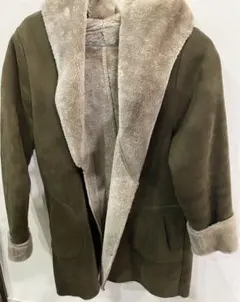 フード付きムートンコート オリーブグリーン