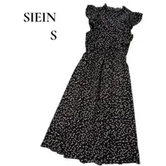 SHEIN ノースリーブワンピース S ゴムウエスト 肩フリル 黒に白のハート
