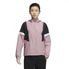 adidas フード付きウィンドブレーカー L ピンク/黒