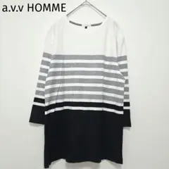 アーヴェヴェオム ボーダーロンT メンズXL 長袖Tシャツ カットソー 綿100のサムネイル