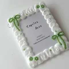 No.87 ホイップデコ　ビーズ　リボン　花　緑　みどり　オーダー　トレカケース