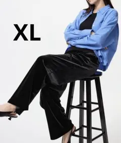 新品タグ付　ＸＬ　ソフトベロアイージーパンツ　ブラック黒ユニクロUNIQLO