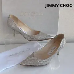 ジミーチュウ　ラメ　グリッター　パンプス　ヒール　極美品　ゴールド　34 靴
