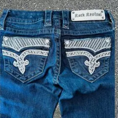 Rock Revival デニムパンツ 刺繍 ラインストーン 濃紺Y2K ギャル