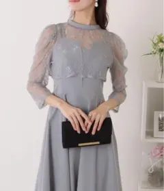 Lace Ladiesレースボレロ付き 2WAYハイウエストビスチェワンピース