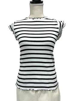 INGNI イング ボーダーハイネックフリル袖トップス