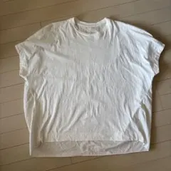 tricot tricot コットン100%ホワイト前後素材違い半袖Tシャツ