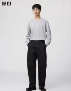 ユニクロ U ワイドフィットチノ ブラック w79