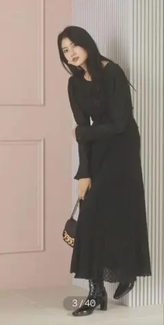 コルセットベルト付きレースワンピース ブラックpsサイズ