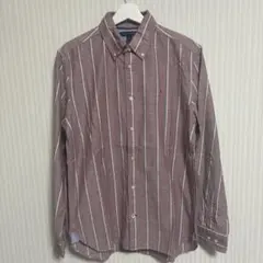 E5437 トミーヒルフィガー ストライプ ボタンダウン 長袖シャツ M