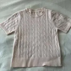 ベースメントonline ケーブル半袖ニット ピンクFサイズ