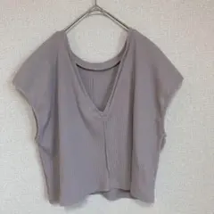 ページボーイ　PAGEBOY リブ編み Vネック タンクトップ　フレンチスリーブ