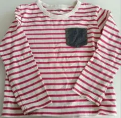 GLOBAL WORK 赤白ストライプ 長袖カットソー L