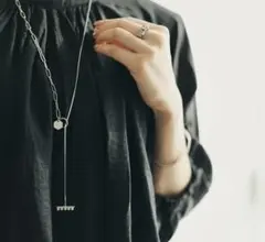 パールマンテルのmixチェーンネックレス ∴ステンレス製 スネークチェーン