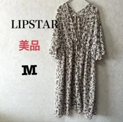 【美品】リップスター シアー 七分袖 ロング ブラウス 羽織り★M 羽柄 薄手