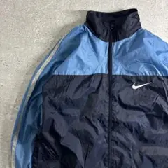 【希少】NIKE 90s ナイロンジャケット ブルゾン 刺繍ロゴ ブルー L