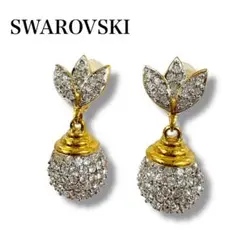 SWAROVSKI スワロフスキー クリスタルパヴェ ドロップイヤリングゴールド