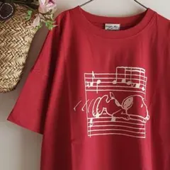 新品　SM2☆レッド／PEANUTSスヌーピープリントTシャツ