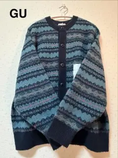 【新品タグ付き】GU 幾何学模様ニットカーディガン