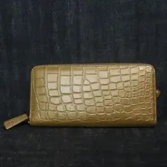 新品未使用 クロコダイル型押し★ ロングウォレット ゴールドのサムネイル