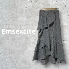 Emsexcite アシンメトリーフリル ギンガムチェック マーメイドスカート