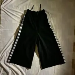 サイドライン ワイド トラックパンツ M 黒 レースアップ 韓国 ストリート