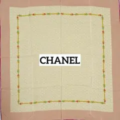 CHANEL シャネル スカーフ 大判 ロゴ ビジュー スモーキーピンク