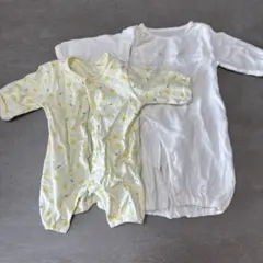 綿100カバーオール　ロンパース　2点セット　新生児　ひよこ　白　男の子　女の子