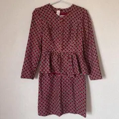 【当時物】昭和レトロ 花柄セットアップ ワンピ風　赤