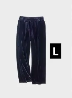 新品タダ付き　ユニクロ ソフトベロアイージーパンツ Lサイズ　ネイビー