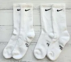新品 NIKE ナイキ エブリデイ クルーソックス ホワイト2足 M